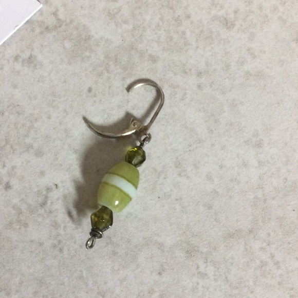 Lime green bead boho drop earrings - Picture 6 of 7